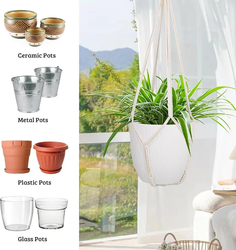 garini 3 Pack Different Size Macrame Plant Hanger,Hanging Plants Holder with 3 Hooks for Boho Home Decor(POTS NOT Included) - Image 4